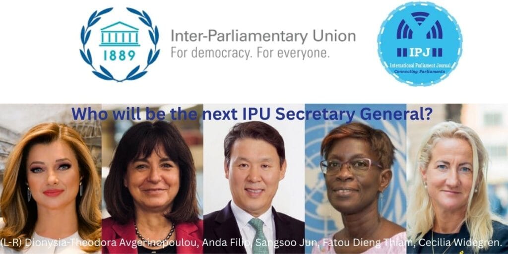 The Inter-Parliamentary Union (IPU) will elect its ninth Secretary General at the 152nd IPU Assembly, which will be held in Istanbul, Türkiye (L-R) Dionysia-Theodora Avgerinopoulou, Anda Filip, Sangsoo Jun, Fatou Dieng Thiam, Cecilia Widegren.
